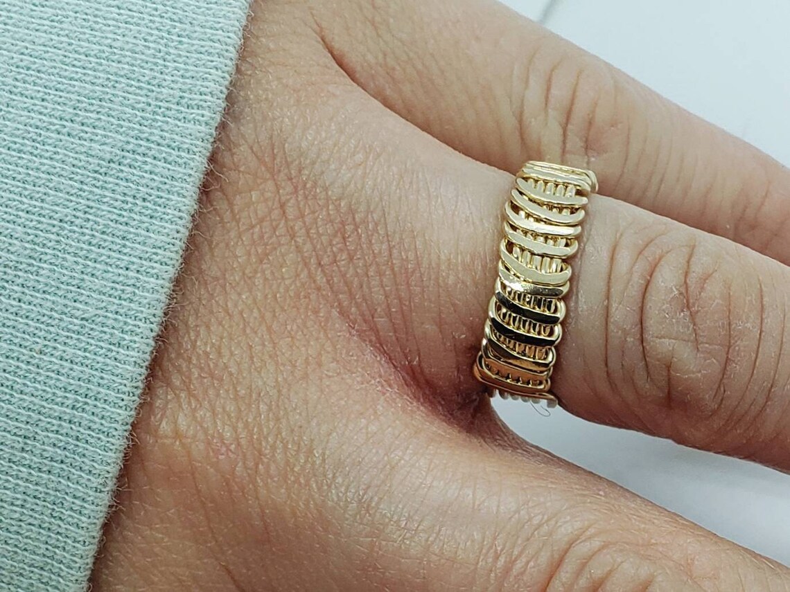 14K Gold Ring For Man. Index Finger Ring. Wide Band. Womens Etsy