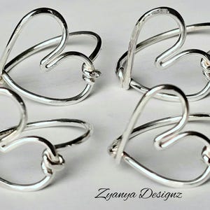 Anneau de pouce à cœur ouvert. Bagues coeur simples pour femmes. Bijoux en argent sterling. Bague pointeur. Bague de promesse. Délicat minimaliste 925