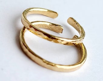 Offene Manschettenringe. Minimalistischer Ring. 14K Gold gefüllt. Stapelring. Boho-Ring. Silber Ring. Filigraner Ring. Verstellbarer Ring. Geschenk für sie.