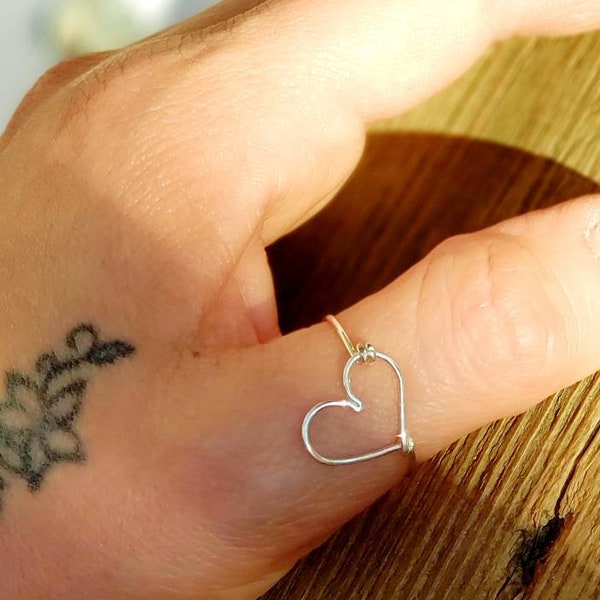Open Heart Thumb Rings For Women. Sterling Silver Jewellery. Simple Index Finger Rings. Promise Rings. Dainty. Minimalist Rings.