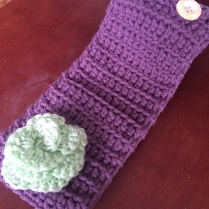 Crocheted Button Headband – Winter Ear Warmer with Flower Detail