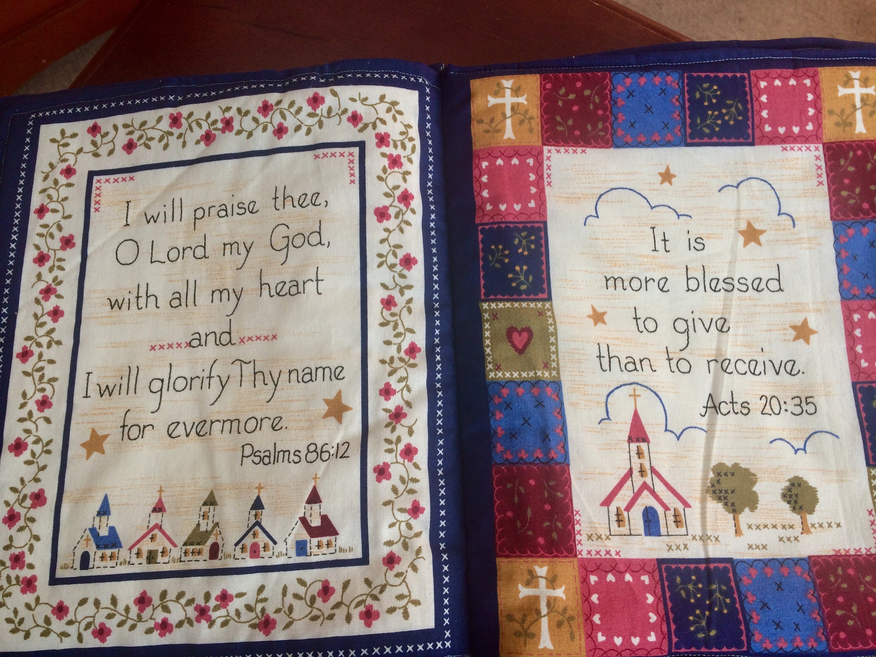 Scripture Fabric Book Bible Verse Embroidered Book Etsy