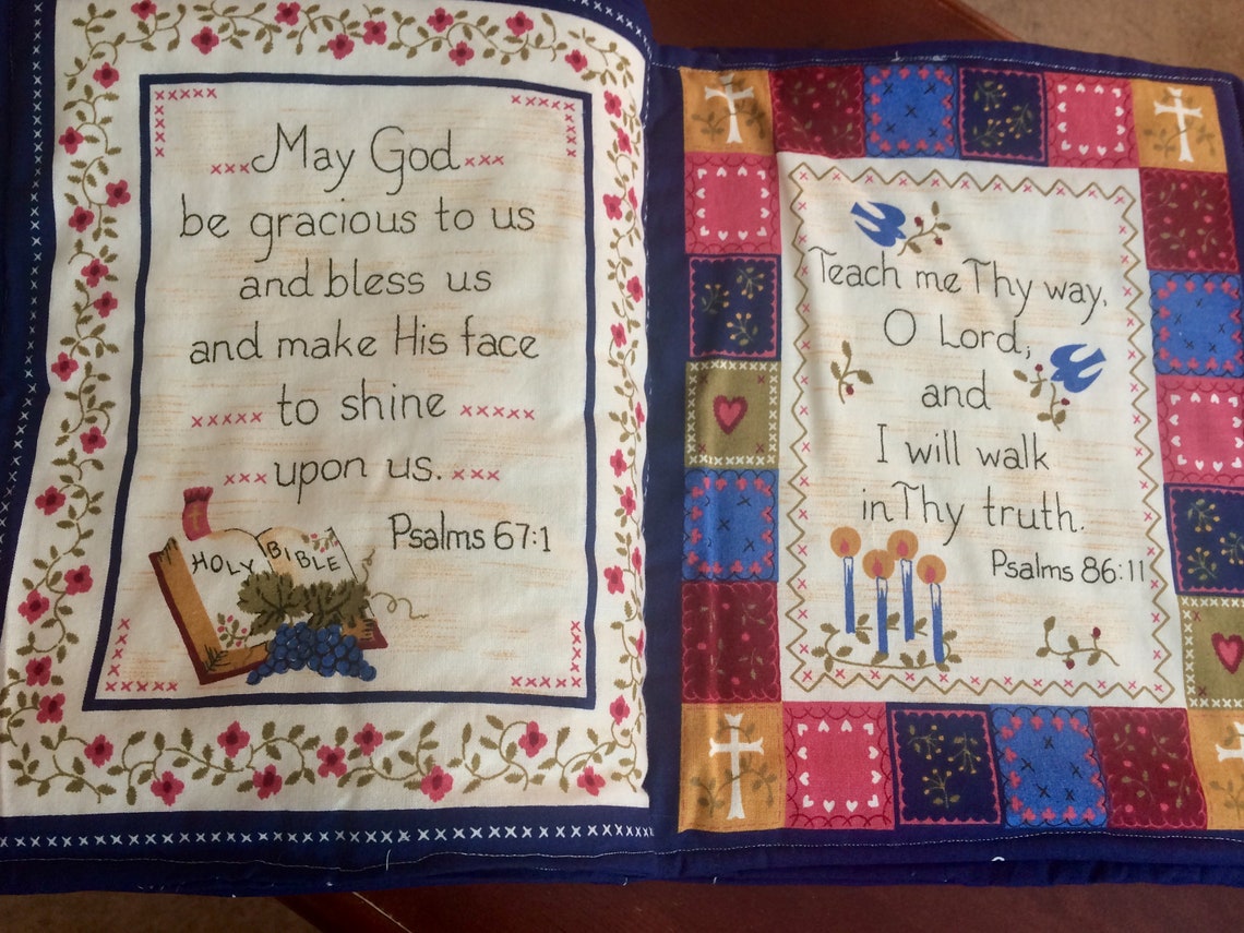 Scripture Fabric Book Bible Verse Embroidered Book Etsy