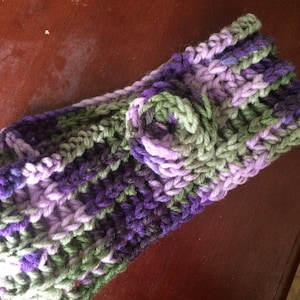 Crocheted Lilac Headband – Floral Detail, Winter Ear Warmer