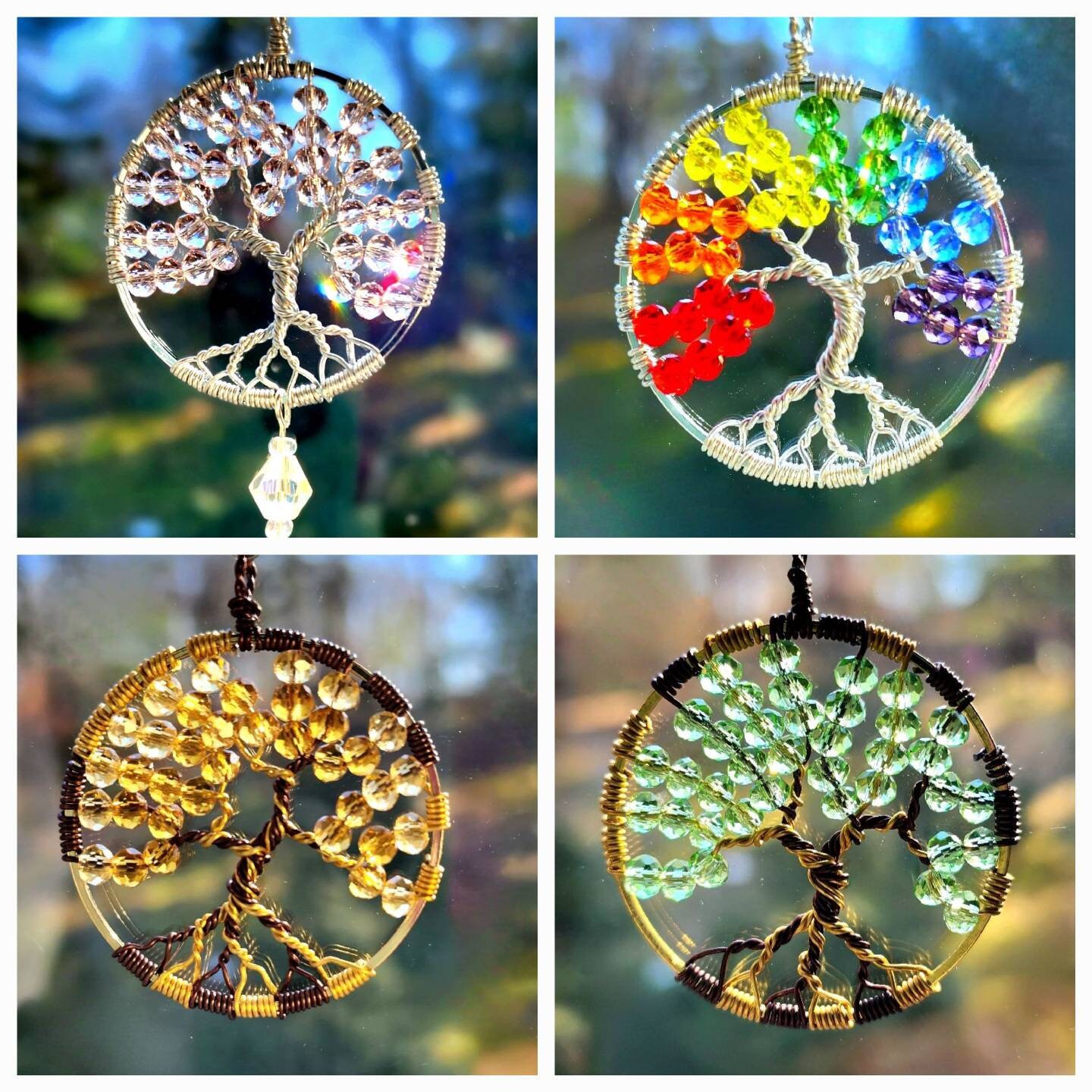 Breast Milk Tree of Life Necklace | KeepsakeMom Gold Sun, Tree of Life Charm 
Multicolor Beaded Necklace display picture 1