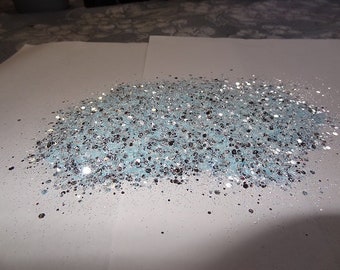 light blue with silver glitter "Frozen"  glitter for tumblers, arts and crafts, polyester glitter