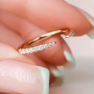 Pave Diamond Open Cuff Claw Moissanite Diamond Ring Unique Open Wedding Band Ring Open Gap Lab Grown Diamond Minimalist Engagement Ring.