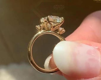 3 CT Elongated Cushion Engagement Ring, Claw Prong, Solid Gold, IGI-Lab Diamond/Moissanite