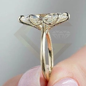 2CT Marquise Cut Engagement Ring Unique Marquise Cut Moissanite Ring 14K Solid Gold Ring Lab Grown Diamond Wedding Ring Promise Ring For Her