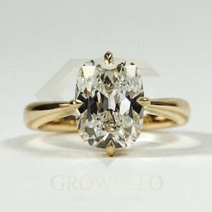 3 CT Vintage Old Mine Cushion Cut Moissanite Engagement Ring Solitaire Lab Grown Diamond Ring Wedding Anniversary Ring Compass Prong Ring.