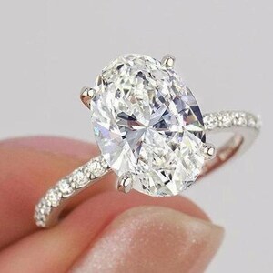 3 CT Oval Moissanite Engagement Ring, Oval Solitaire Wedding Ring, 14K Solid Gold Lab Grown Diamond Ring, Anniversary Gifts For Women&#39;s