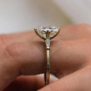 3 CT Vintage Asscher Engagement Ring, Basket Shoulders, Solid Gold, IGI Lab Grown Diamond-Moissanite