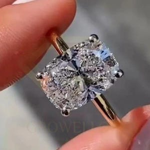 4 CT Elongated Cushion Cut Moissanite Engagement Ring, 14K Solid Gold Ring Solitaire Wedding Lab Grown Diamond Ring Anniversary Ring For Her