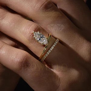 2 CT Marquise Cut Moissanite Engagement Ring, 14K Solid Gold Solitaire Wedding Ring, Double Shank Unique Wedding Ring Gift For Women&#39;s.