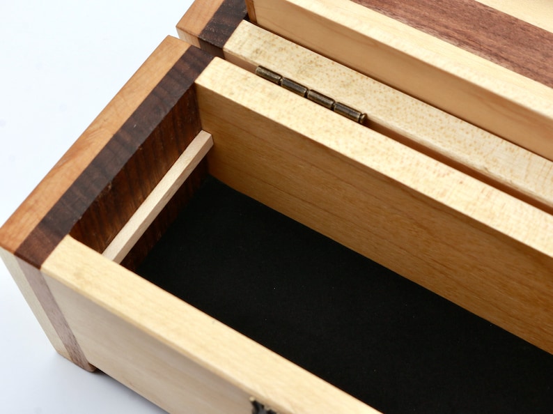 Walnut and Maple Wood Box Wooden Jewellery Box Keepsake Box