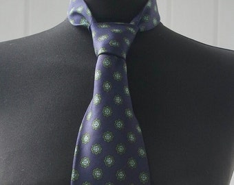 Men's Extra Wide 5 Inch Kipper Silk Tie - Brown Retro Square Print, Handmade In UK - View #6