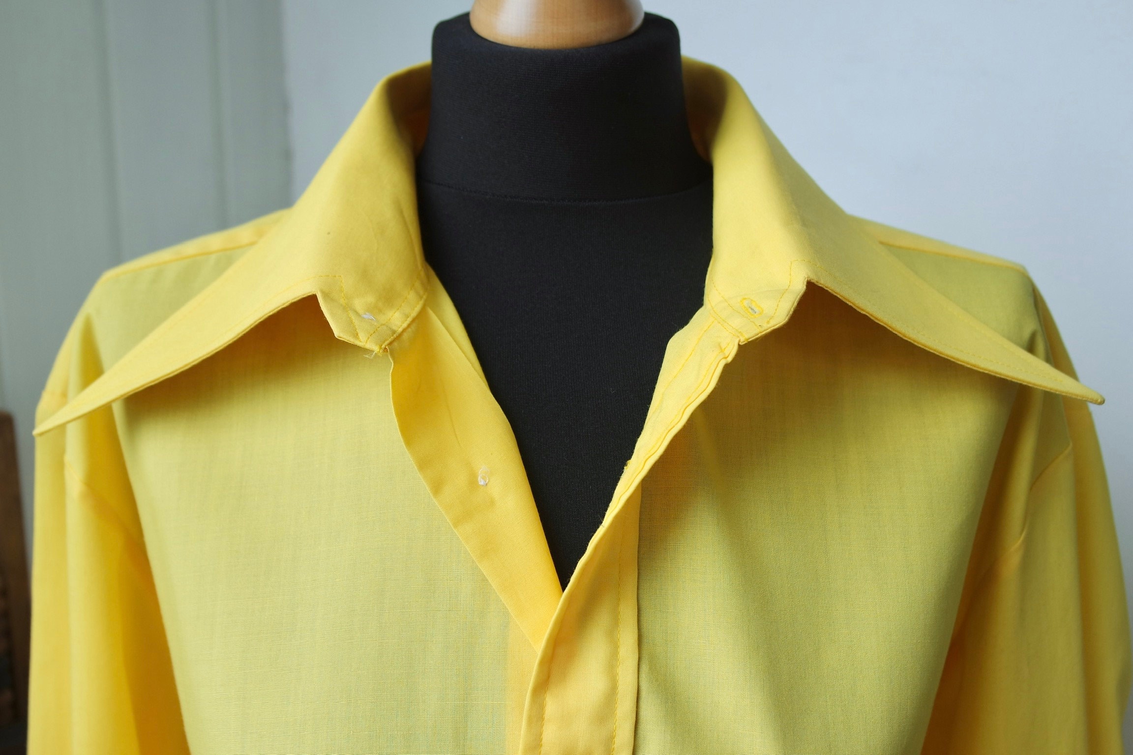 70s Dagger Collar Shirt 1970s Disco Shirt Yellow Shirt Men Etsy