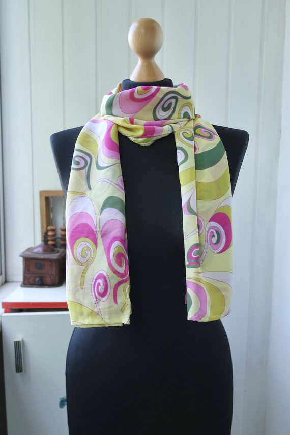 60s 70s Neck Scarf | Groovy Psychedelic Scarf | L… - image 3