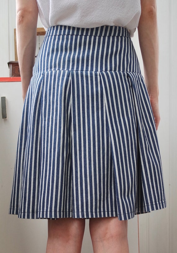 60s 70s Pleated Mini Skirt, Sailor Stripes | Mini Mid… - Gem