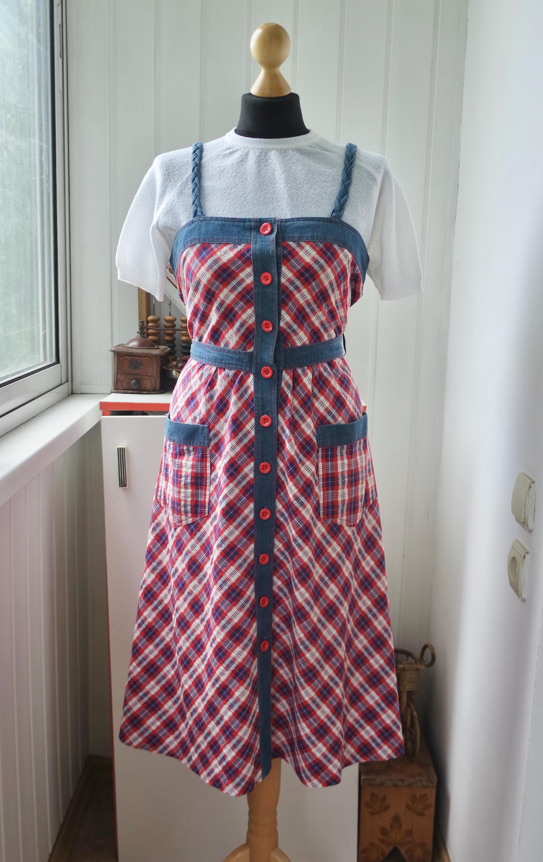 Checkered Denim Dress - Etsy