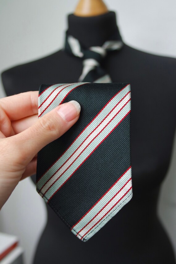 Striped 1950s Tie, 1960s Necktie | Dark Forest Gr… - image 2
