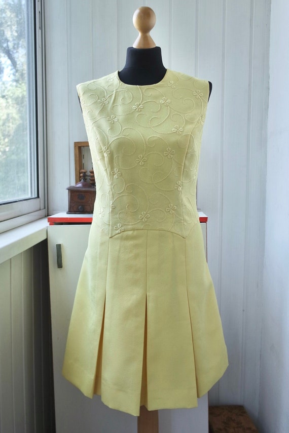 1960 Cocktail Dress | Sixties Mod Dress | Pleated 