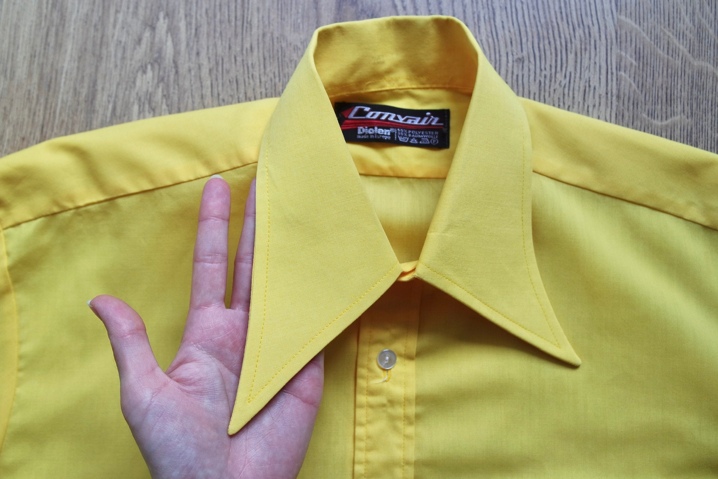 70s Dagger Collar Shirt 1970s Disco Shirt Yellow Shirt Men Etsy