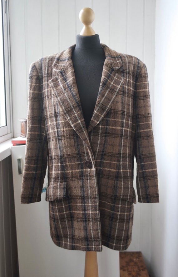 80s Plaid Wool Blazer by Krizia | Lambswool Boucle