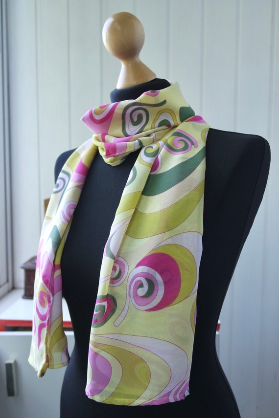 60s 70s Neck Scarf | Groovy Psychedelic Scarf | L… - image 4