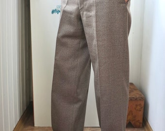 70s Mens Slacks by St Michael, Micro Check, Brown Beige | Wide Leg 70s Mens Slacks by St Michael, Micro Check, Brown Beige | Wide Leg