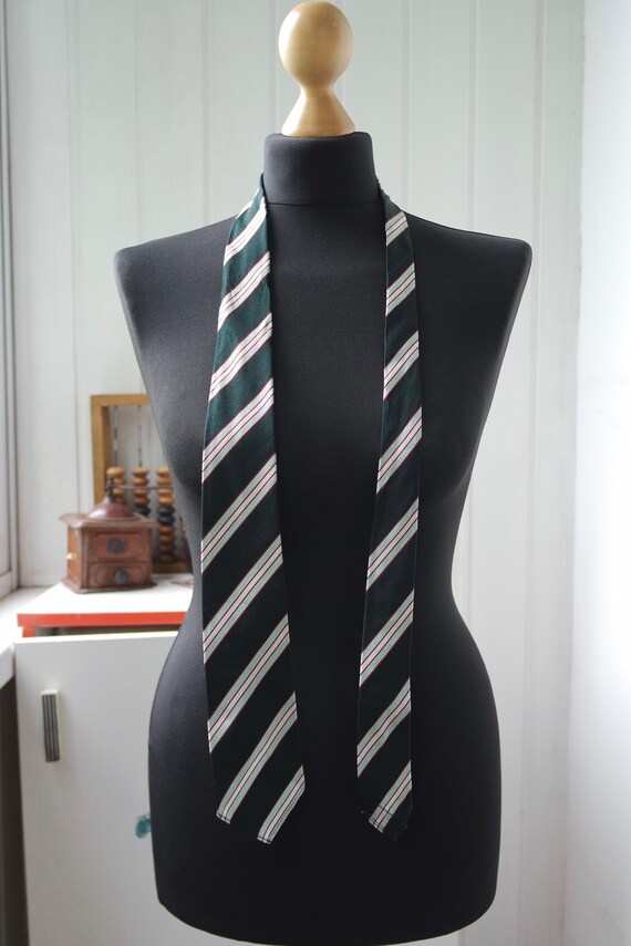 Striped 1950s Tie, 1960s Necktie | Dark Forest Gr… - image 5