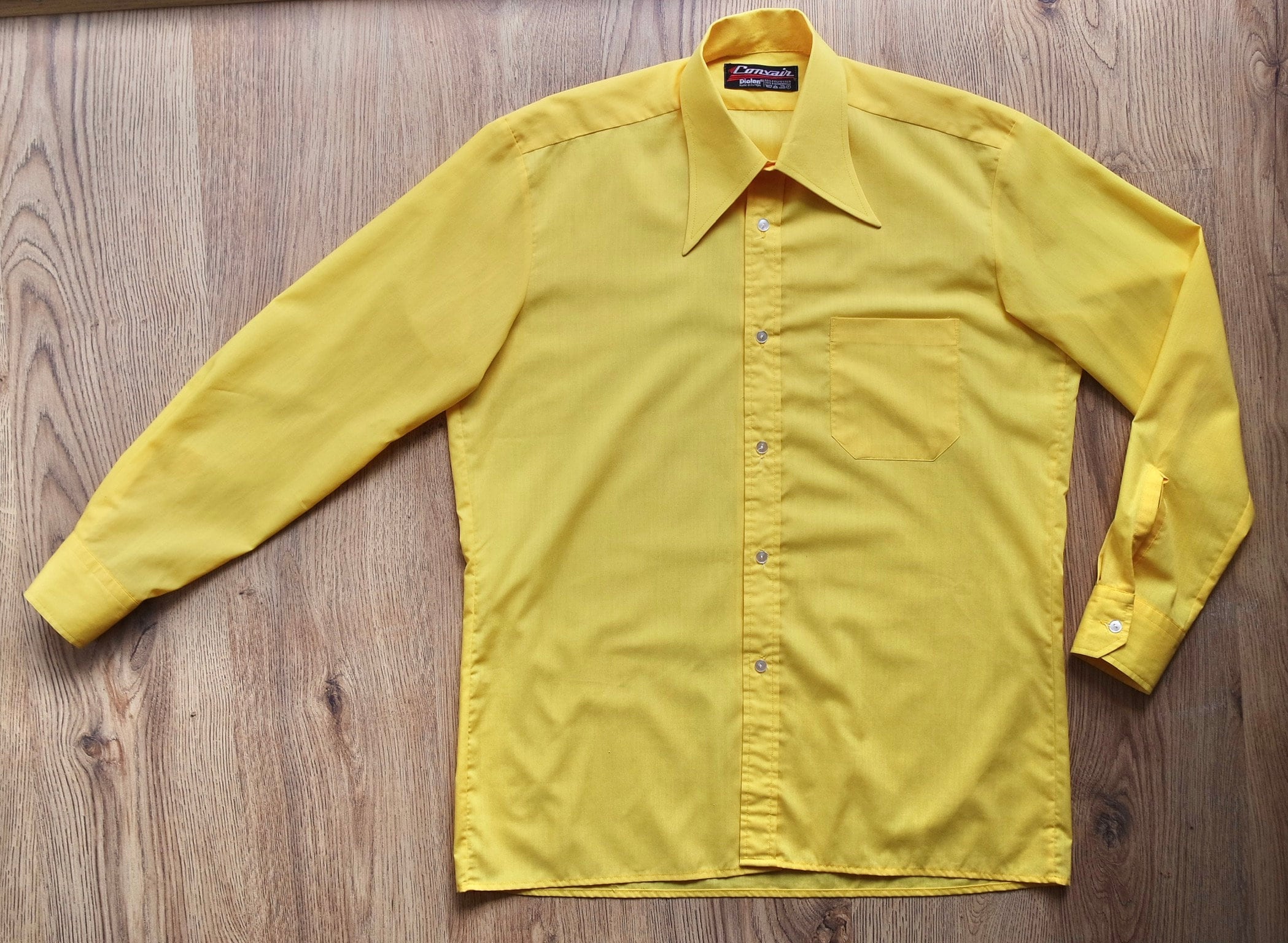70s Dagger Collar Shirt 1970s Disco Shirt Yellow Shirt Men Etsy