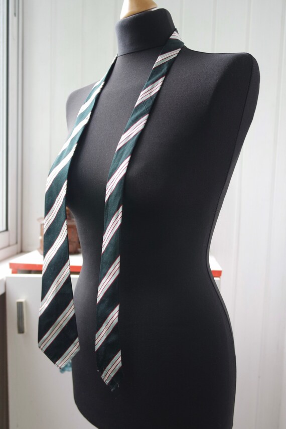 Striped 1950s Tie, 1960s Necktie | Dark Forest Gr… - image 6