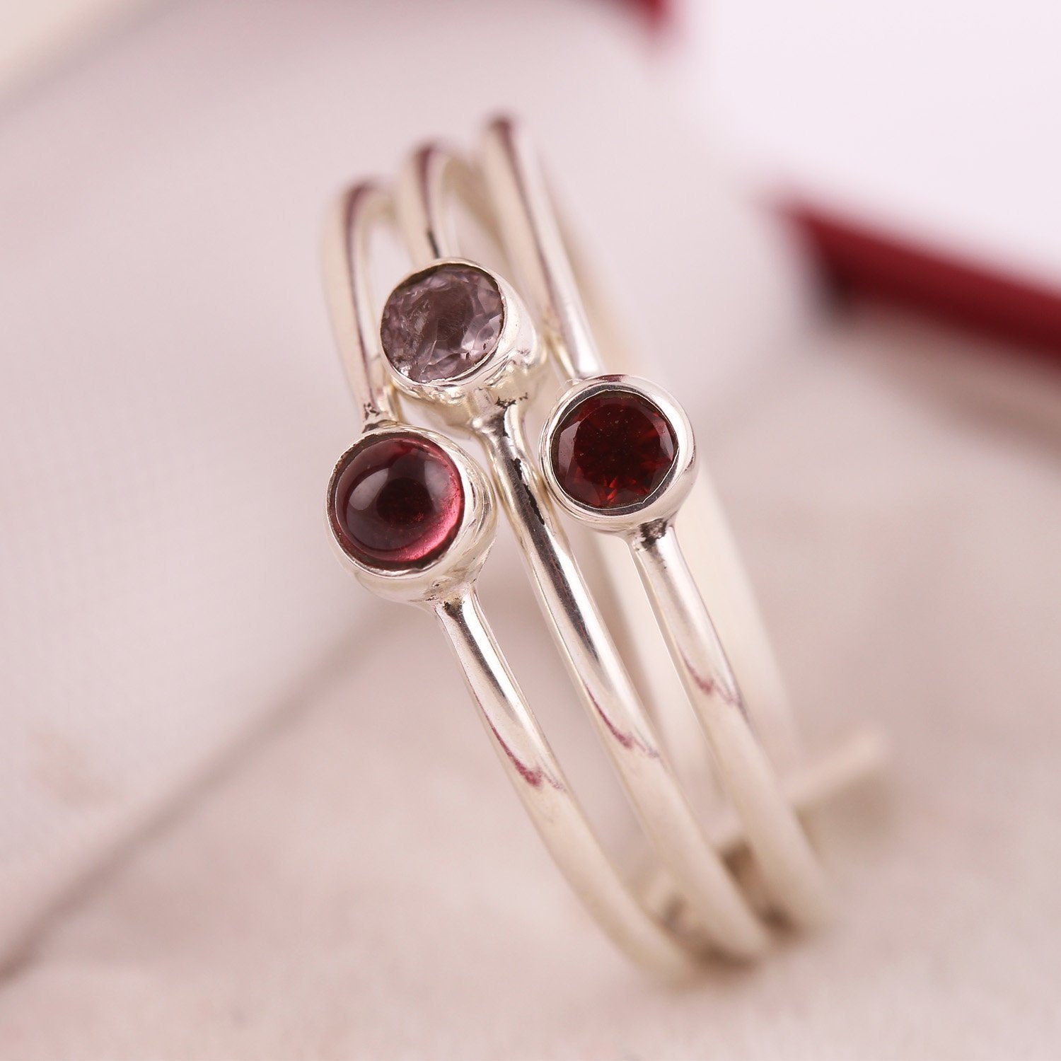 925 Sterling Silver Solid Ring Stackable silver Ring Set Etsy