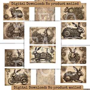 Steampunk Rabbit Scrapbook Cards Grungy Victorian Mechanical Junk ...