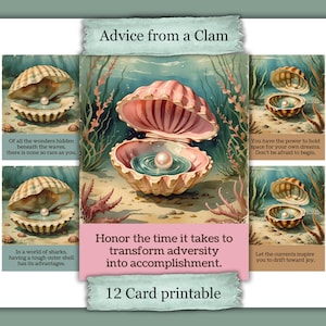 Life Advice from a Clam Printable Scrapbook Cards Nautical Junk Journal Ephemera