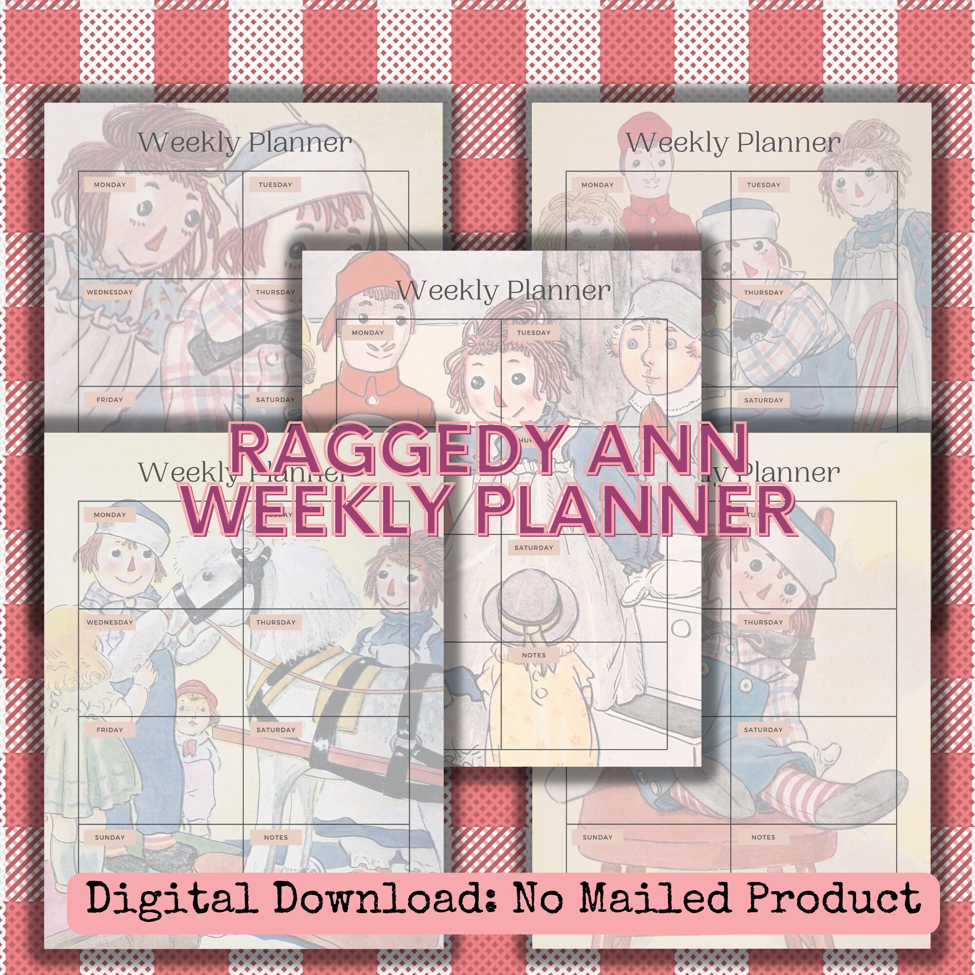 Vintage Raggedy Ann &amp; Andy Printable Planner Pages Five Piece - Etsy
