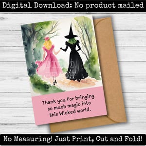 Tarjeta de agradecimiento inspirada en Wicked Elphaba Mago de Oz Amiga Hermana Maestra Novia Mamá Hija Abuela Papelería imprimible Correo feliz
