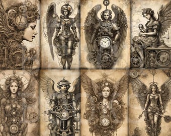 Pack met afdrukbare afbeeldingen Steampunk Angels