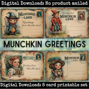 Wizard of Oz Printable Postcards Vintage Munchkin Land Greetings