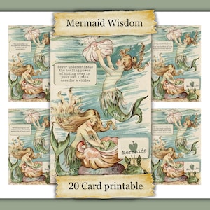 Life Advice from a Mermaid Printable Scrapbook Cards Ocean Junk Journal Beach Scrapbook
