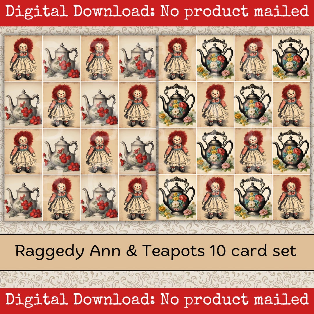 Lot De 60+ Pièces D'éphemera Raggedy Ann Et Andy - Pour Junk Journal, Scrapbooking, Collages Créatifs