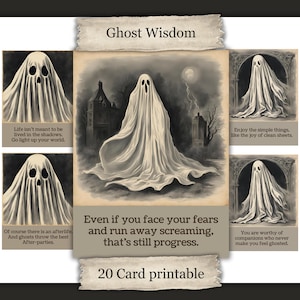 Life Advice from a Ghost Printable Printable Scrapbook Quote Cards Spooky Junk Journal Ephemera