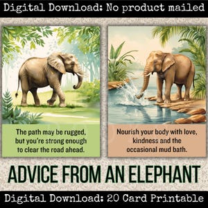 Les conseils d'un éléphant Cartes de scrapbooking imprimables Étiquettes cadeaux Safari Notes de boîte à lunch Insertions de courrier joyeux Journal éphémères Cartes Oracle