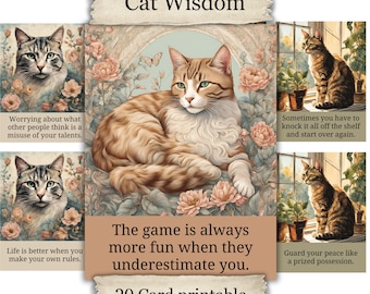 Life Advice from a Cat Printable Scrapbook Cards Junk Journal Kit Feline Ephemera