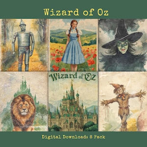 Postales imprimibles del Mago de Oz, tarjetas para álbum de recortes, kit para diario artístico, efímeros