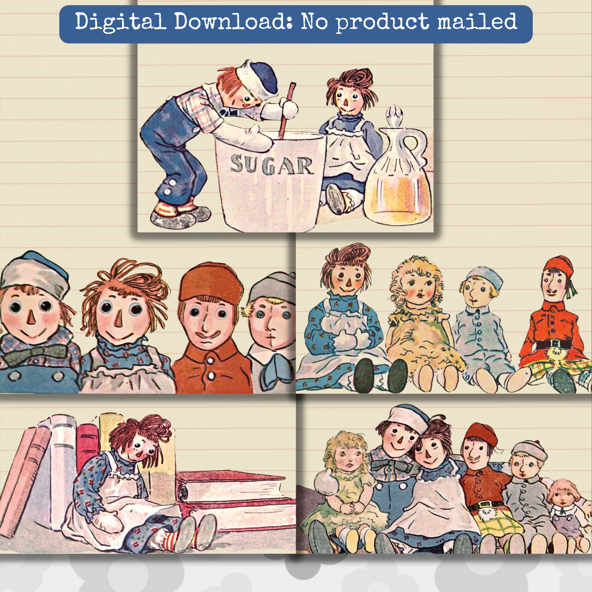 Raggedy Ann Note Paper Printable Set Raggedy Ann Ephemera Raggedy Ann ...