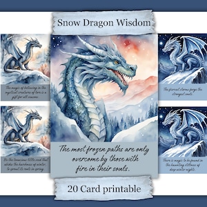 Life Advice from a Snow Dragon Printable Scrapbook Cards Junk Journal Ephemera Winter Fantasy Collage Sheets