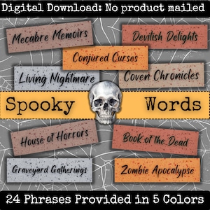 Spooky Words Printable Ephemera Pack Halloween Word Labels