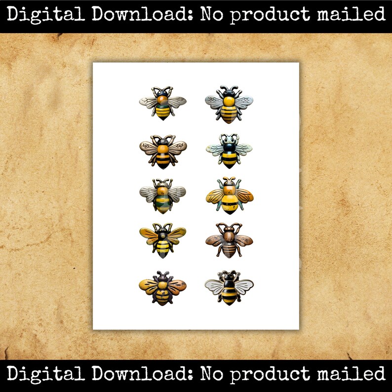 Paper Bee Charms Printable Embellishments for Scrapbooks Junk Journal ...